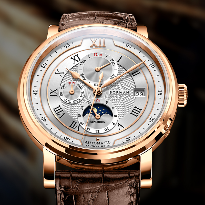 Luxury Watch On Sale - BORMAN 남성용 자동 기계식 시계, 사파이어