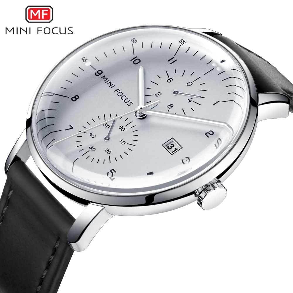 Luxury Watch On Sale - MINI FOCUS 남성용 정품 가죽 손목시계,