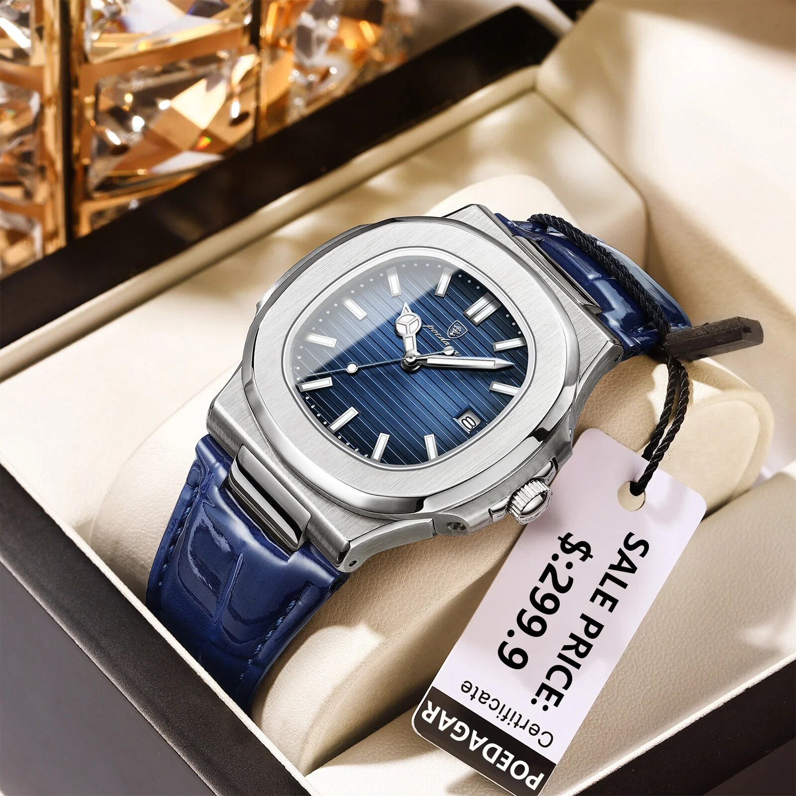 Luxury Watch Organizer For Men - POEDAGAR 탑 럭셔리 스퀘어 남자 시계