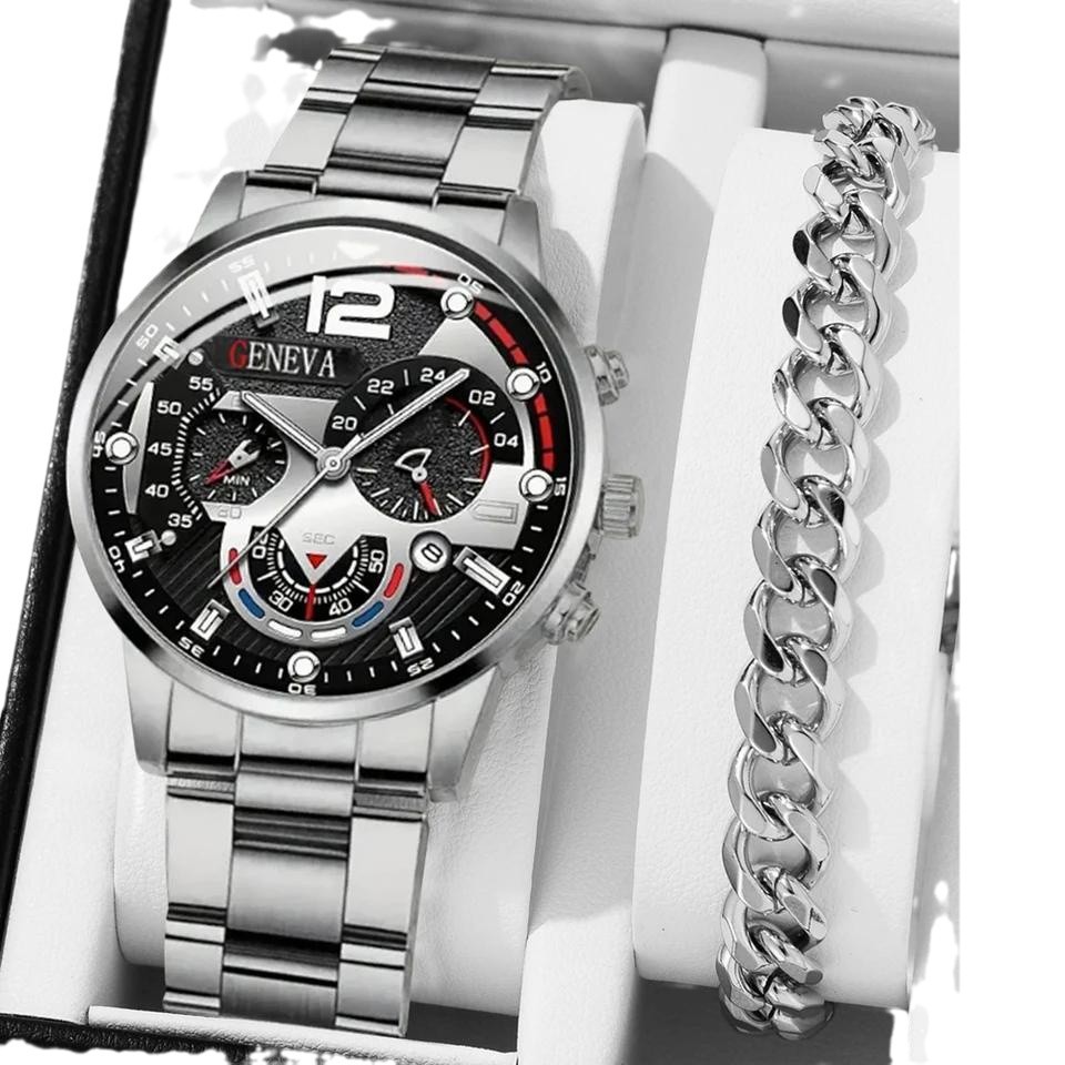 Luxury Watch Organizer For Men - 남성용 럭셔리 블랙 쿼츠 시계 &