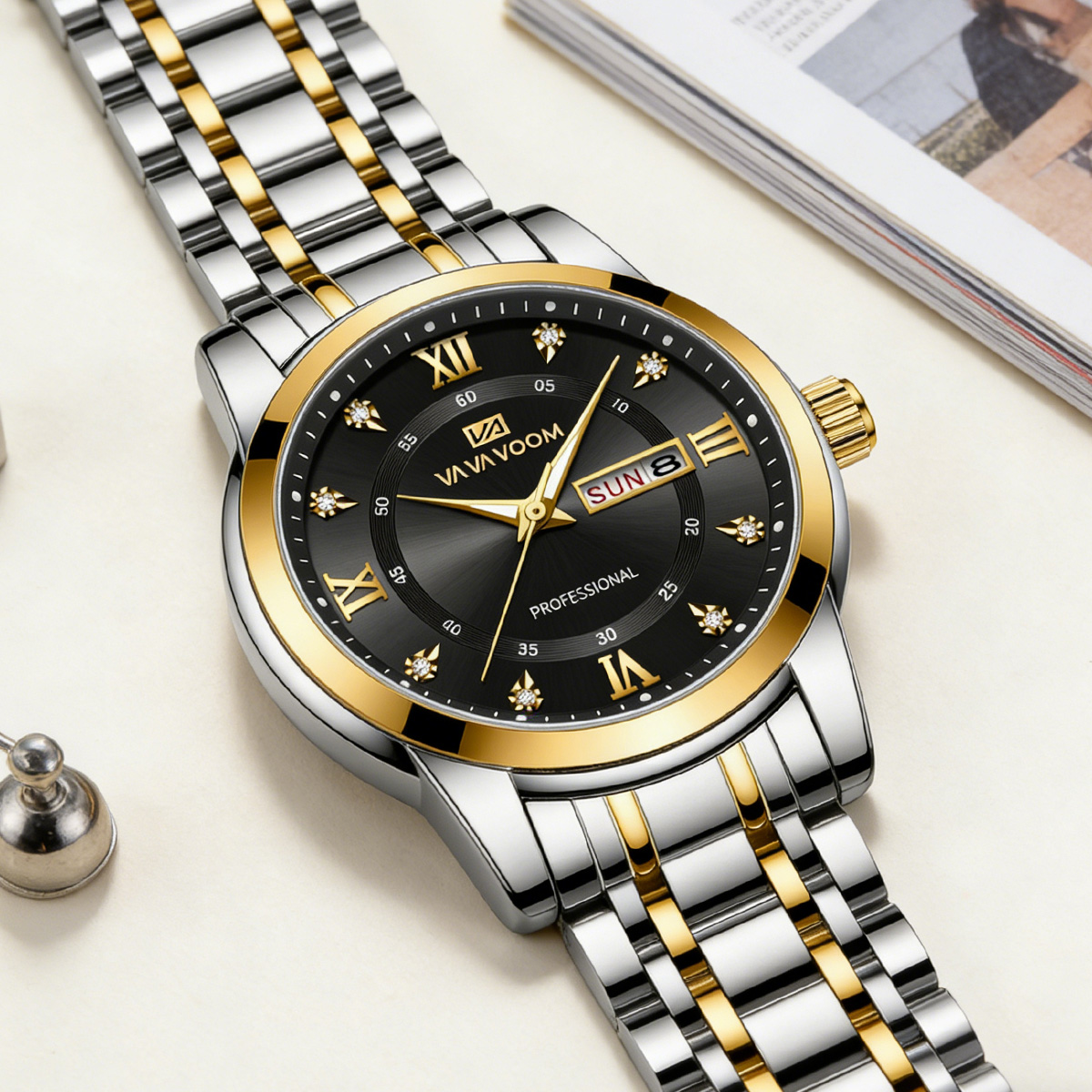 럭셔리 라인스톤 골드 링 스테인리스 스틸 시계, 41m - Luxury Watch Green Dial 리뷰 및 가격
