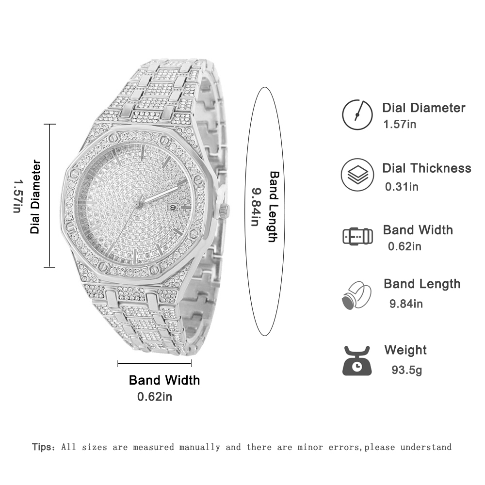 남성용 아이스드 아웃 시계, 남성용 골드 시계, 힙합  - Best Luxury Quartz Watch 리뷰 및 가격