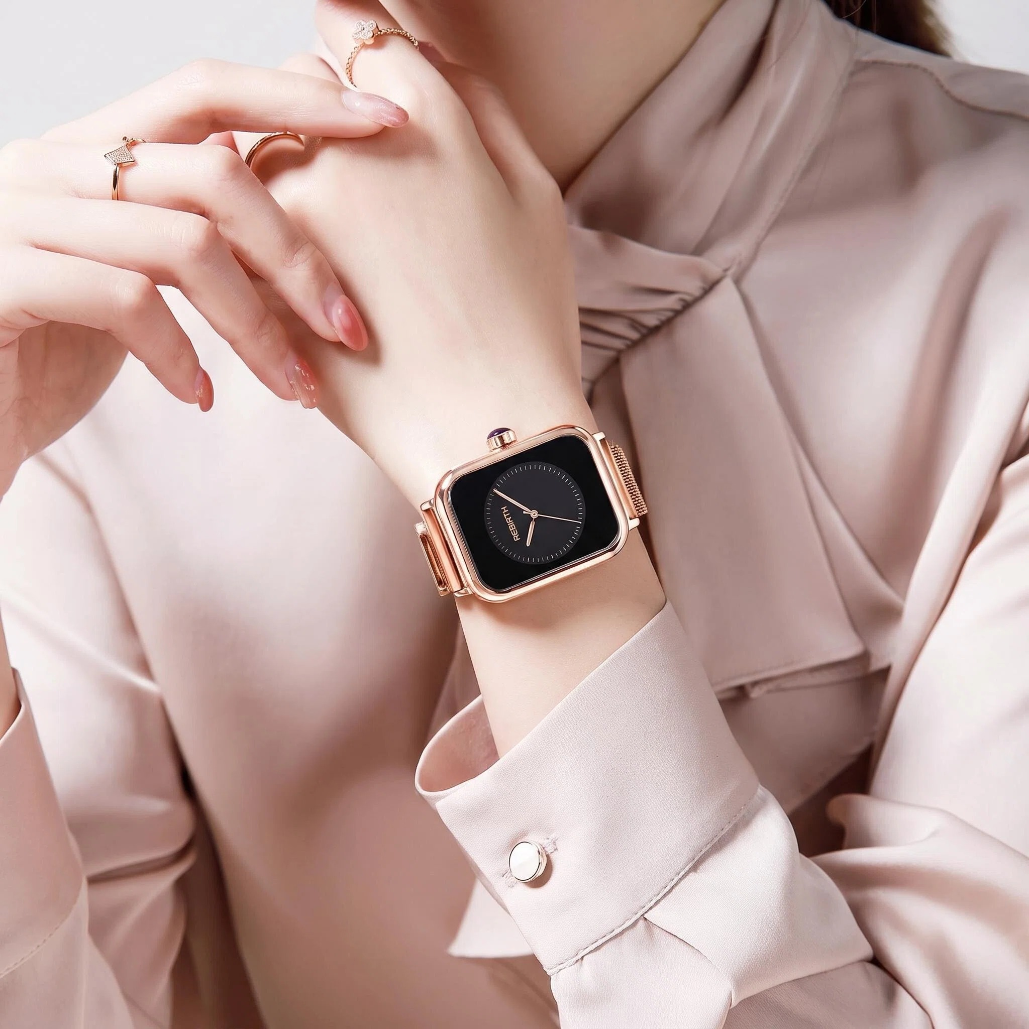 라이트 럭셔리 스퀘어 여성용 시계, 로즈 골드 밀라니즈 - Luxury Watch Gold And Black 리뷰 및 가격