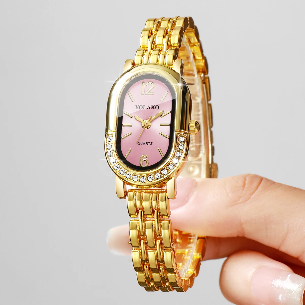 럭셔리 라인스톤 여성 쿼츠 시계 패션 골든 팔찌 스트랩 - Luxury Watch Case Travel 리뷰 및 가격