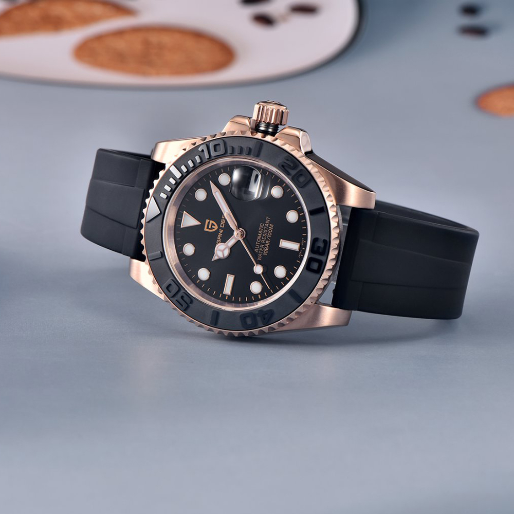 PAGANI DESIGN 자동 시계 로즈 골드 다이버  - Luxury Watch Gold And Black 리뷰 및 가격