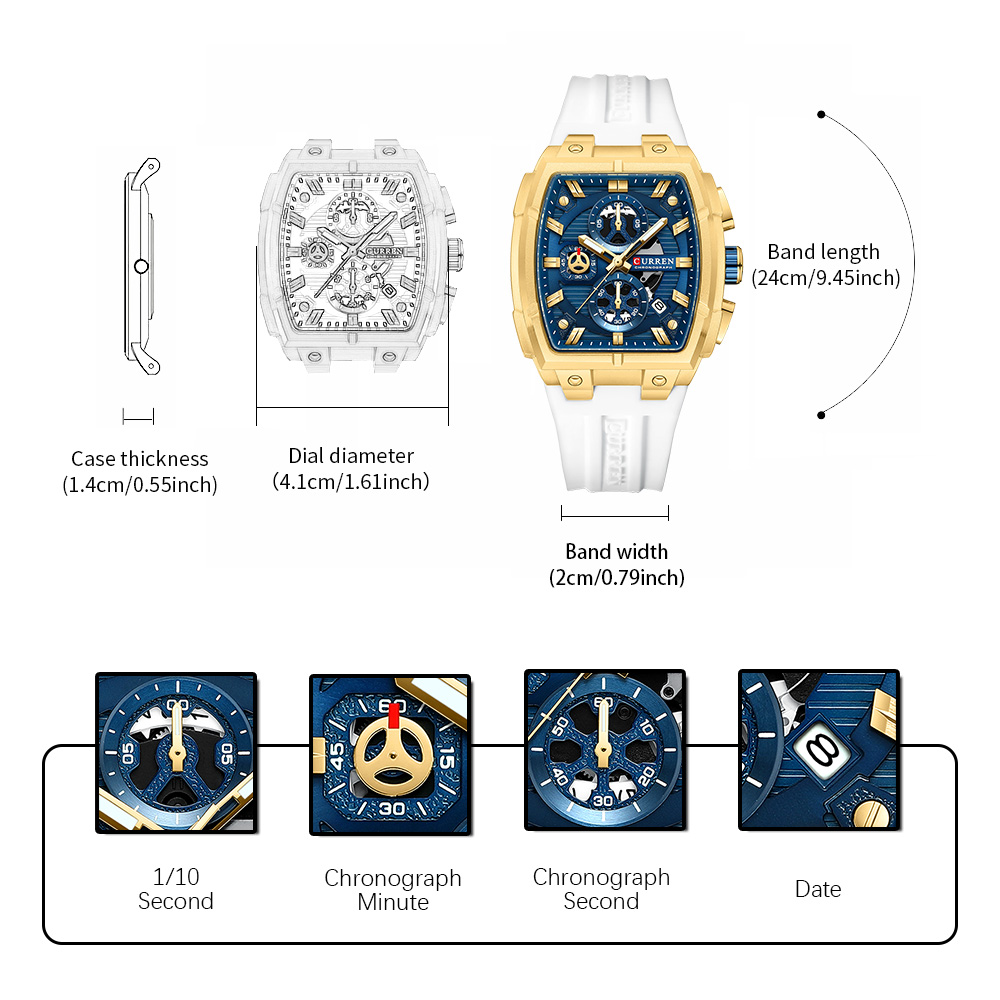 CURREN 남성용 럭셔리 빈티지 시계, 실리콘 스트랩 - Best Luxury Quartz Watch 리뷰 및 가격