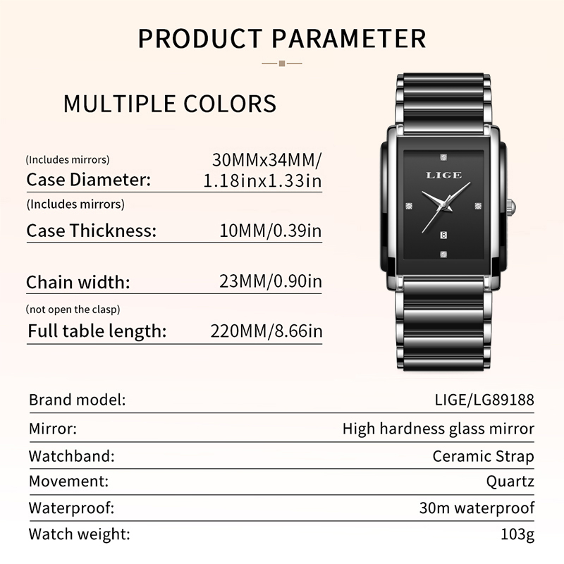 LIGE 새로운 럭셔리 여성 시계 우아한 세라믹 쿼츠  - Luxury Watch Cartier 리뷰 및 가격