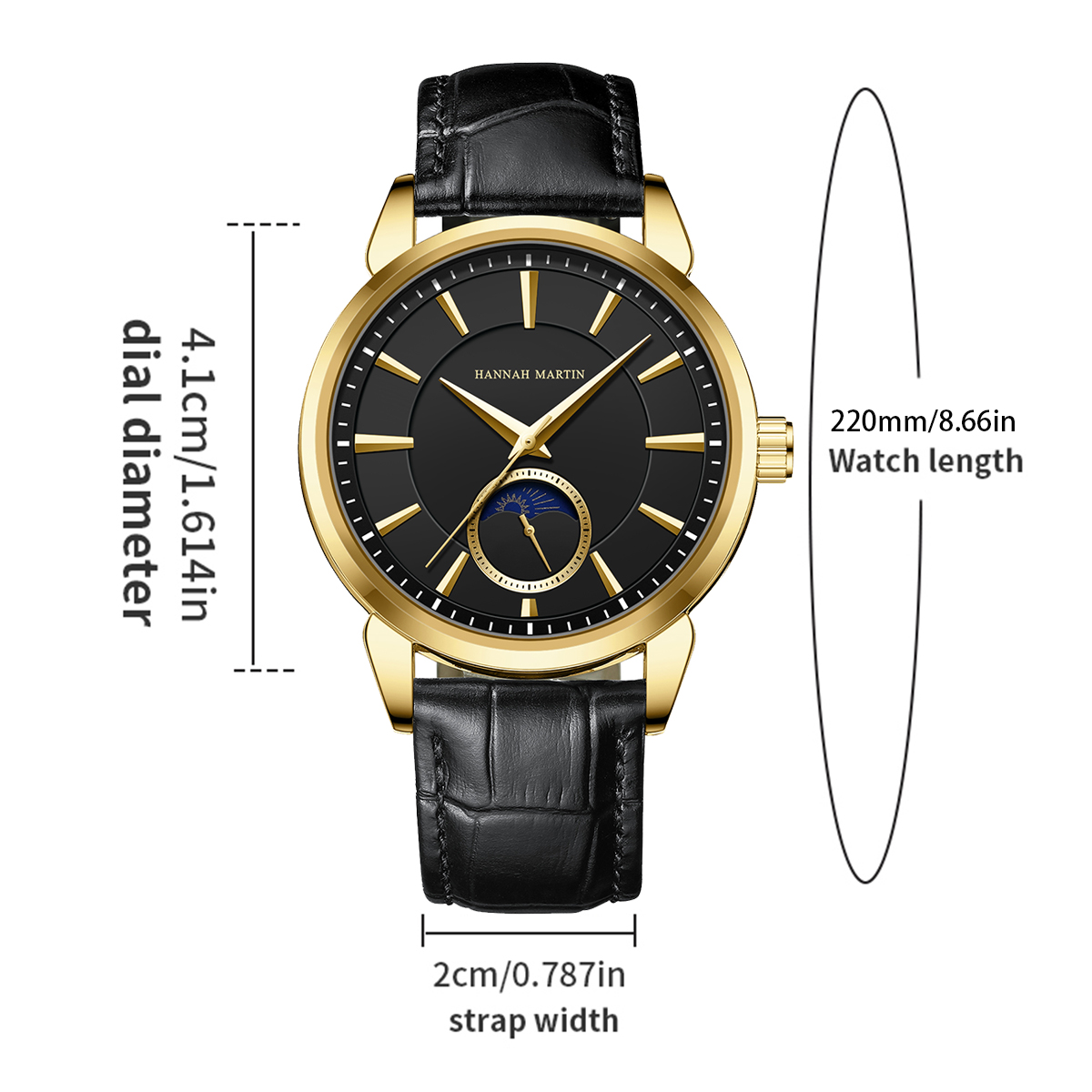 Hannah Martin 남자 다기능 시계 럭셔리 브랜 - Luxury Watch Gold And Black 리뷰 및 가격