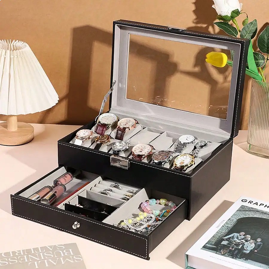 12슬롯 시계 보관함(서랍 포함), 고급 가죽 시계 보 - Luxury Watch Organizer For Men 리뷰 및 가격