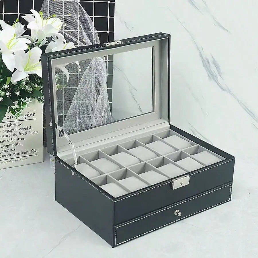 12슬롯 시계 보관함(서랍 포함), 고급 가죽 시계 보 - Luxury Watch Organizer For Men 리뷰 및 가격