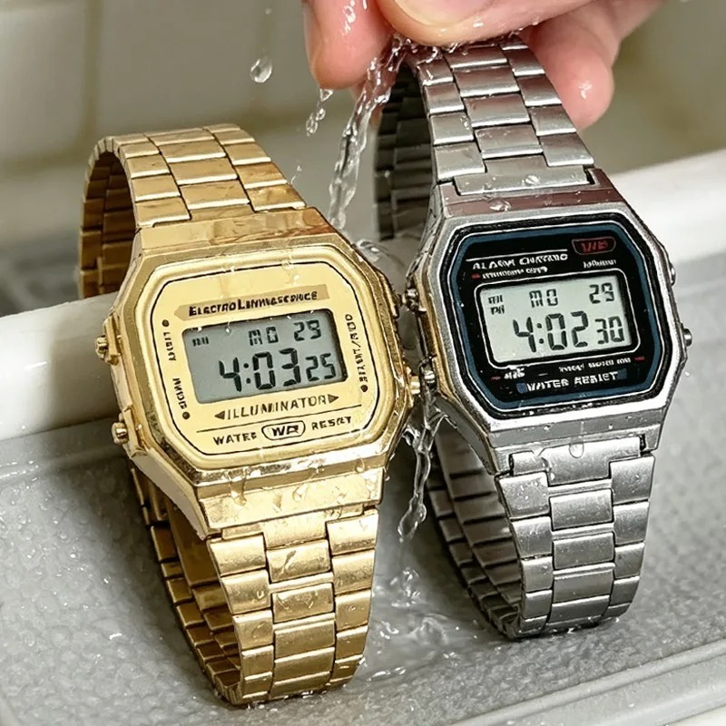 럭셔리 F91W 스틸 밴드 시계 LED 디지털 스테인리 - Luxury Watch Wallpaper 리뷰 및 가격