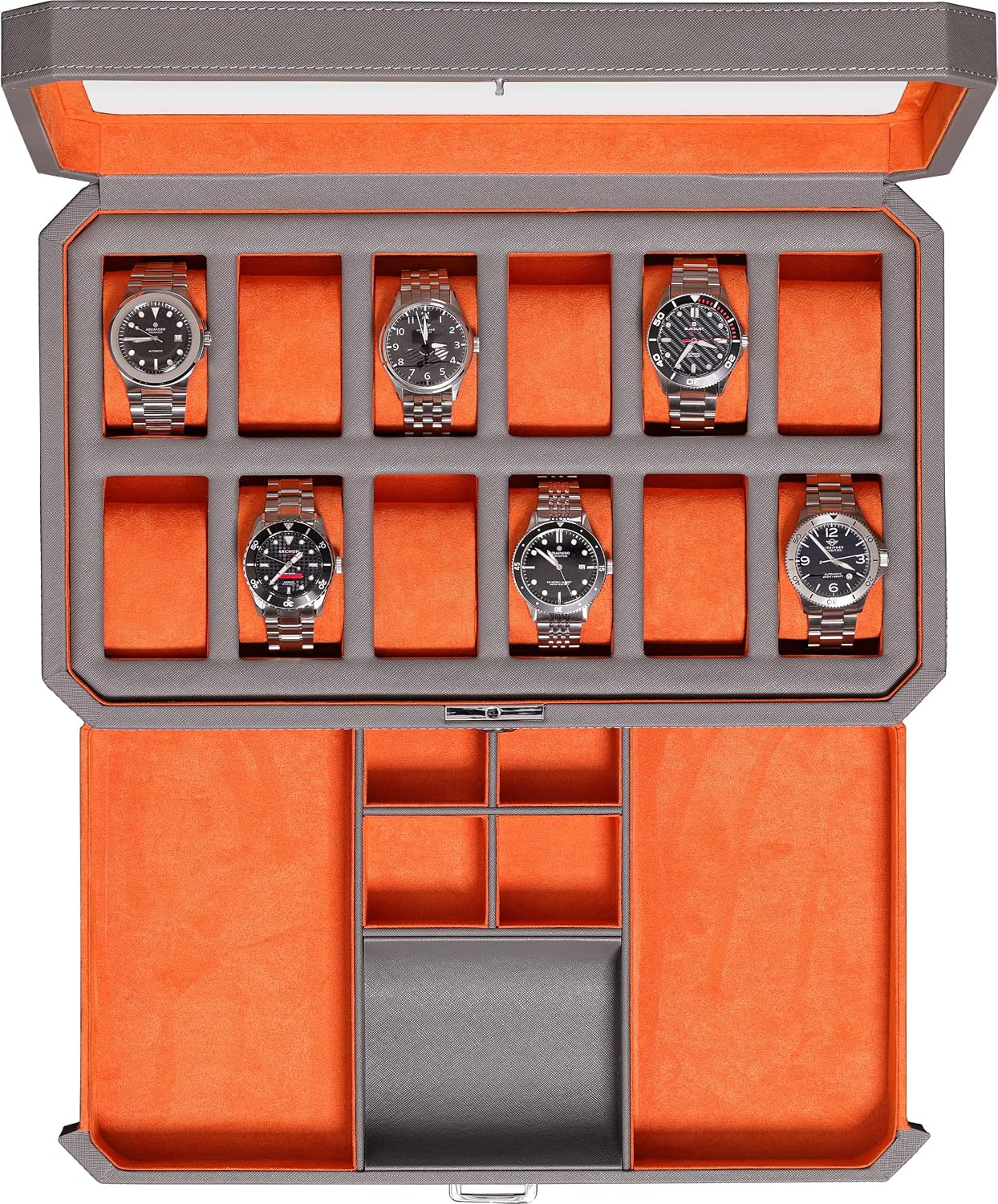 12 슬롯 가죽 시계 보관함 (발렛 서랍 포함) - 1 - Luxury Watch Organizer For Men 리뷰 및 가격
