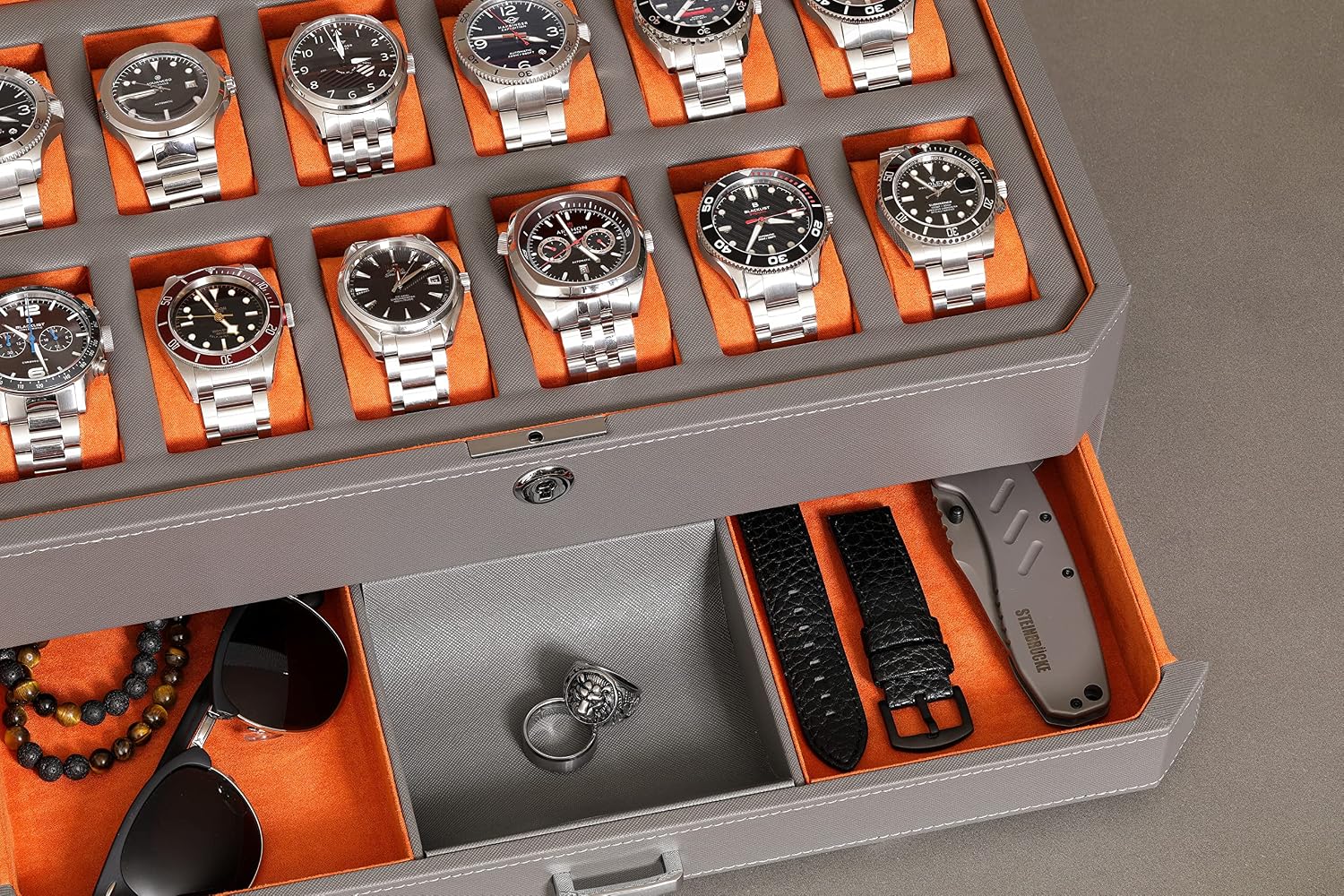 12 슬롯 가죽 시계 보관함 (발렛 서랍 포함) - 1 - Luxury Watch Organizer For Men 리뷰 및 가격
