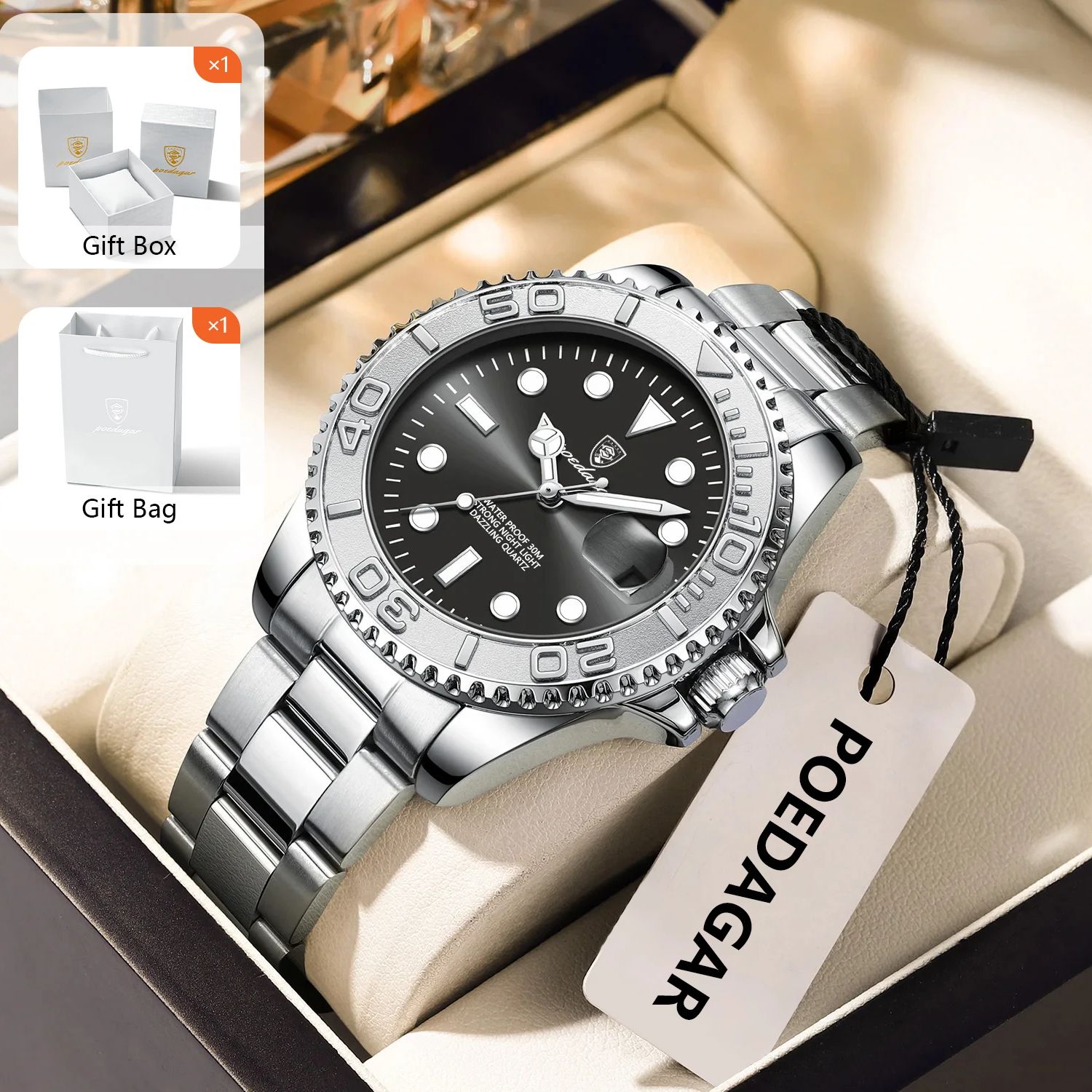 포에다가 트렌디 스포츠 남성용 시계 야광 방수 스테인리 - Luxury Watch And Bracelet 리뷰 및 가격