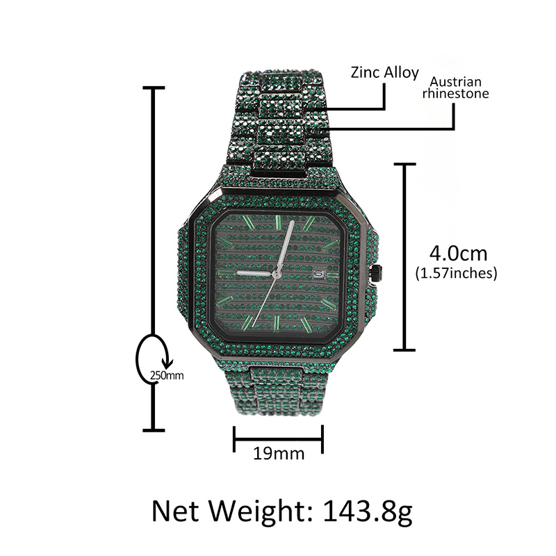 힙합 남성용 날짜 표시 쿼츠 시계 5A+ CZ 스톤 블 - Luxury Watch Gold And Black 리뷰 및 가격