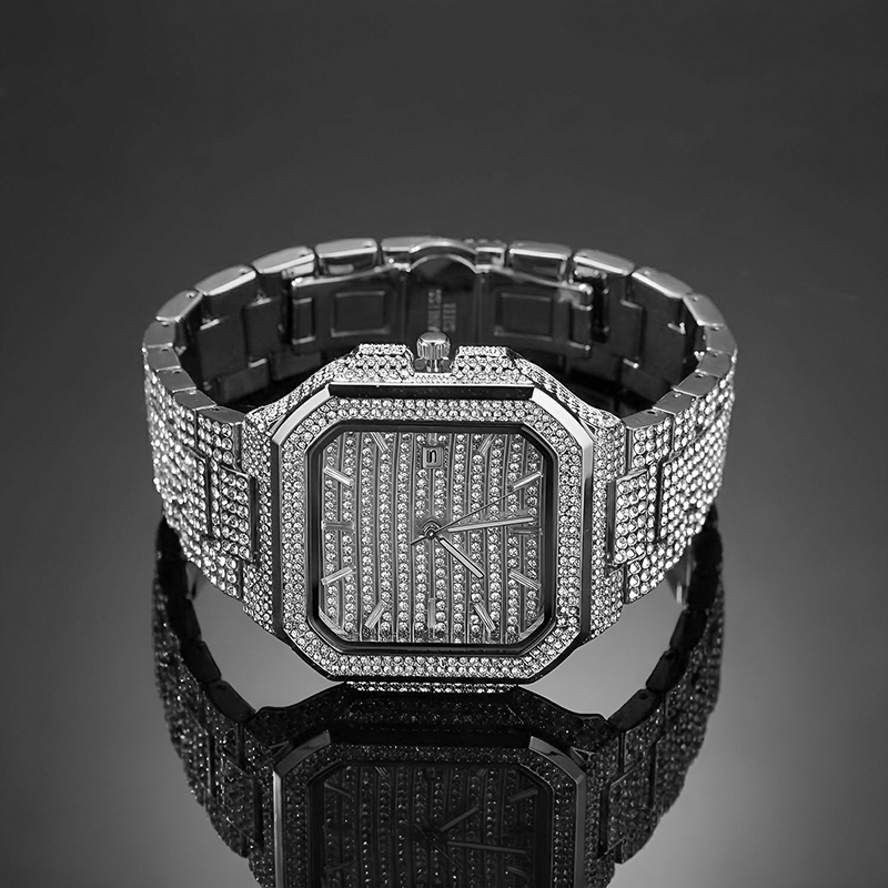힙합 남성용 날짜 표시 쿼츠 시계 5A+ CZ 스톤 블 - Luxury Watch Gold And Black 리뷰 및 가격