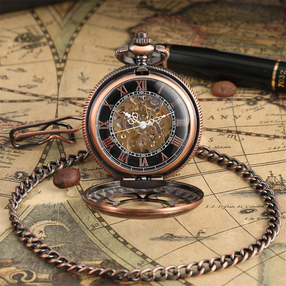 로즈 골드 블랙 호박 꽃 할로우 기계식 포켓 시계, 로 - Luxury Watch Gold And Black 리뷰 및 가격