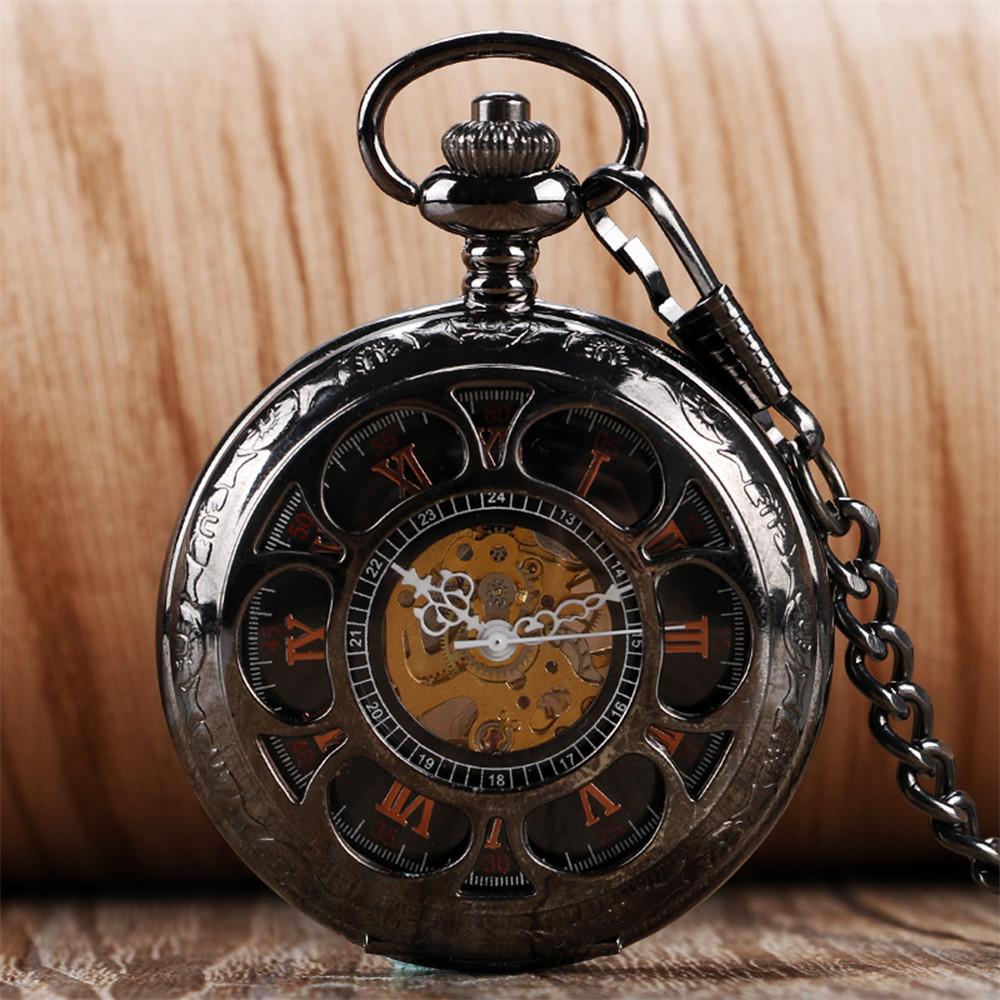 로즈 골드 블랙 호박 꽃 할로우 기계식 포켓 시계, 로 - Luxury Watch Gold And Black 리뷰 및 가격