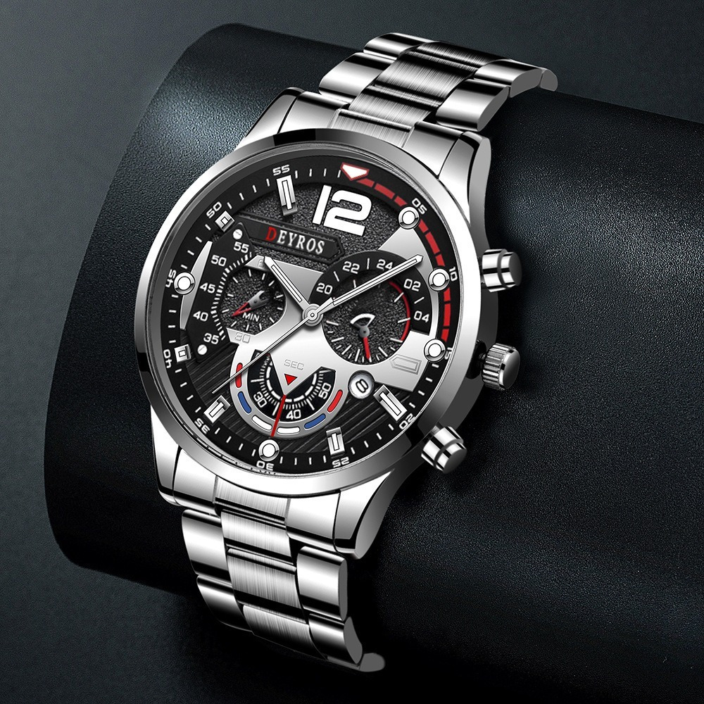 남성용 럭셔리 블랙 쿼츠 시계 & 팔찌 2개 비즈니스  - Luxury Watch Organizer For Men 리뷰 및 가격