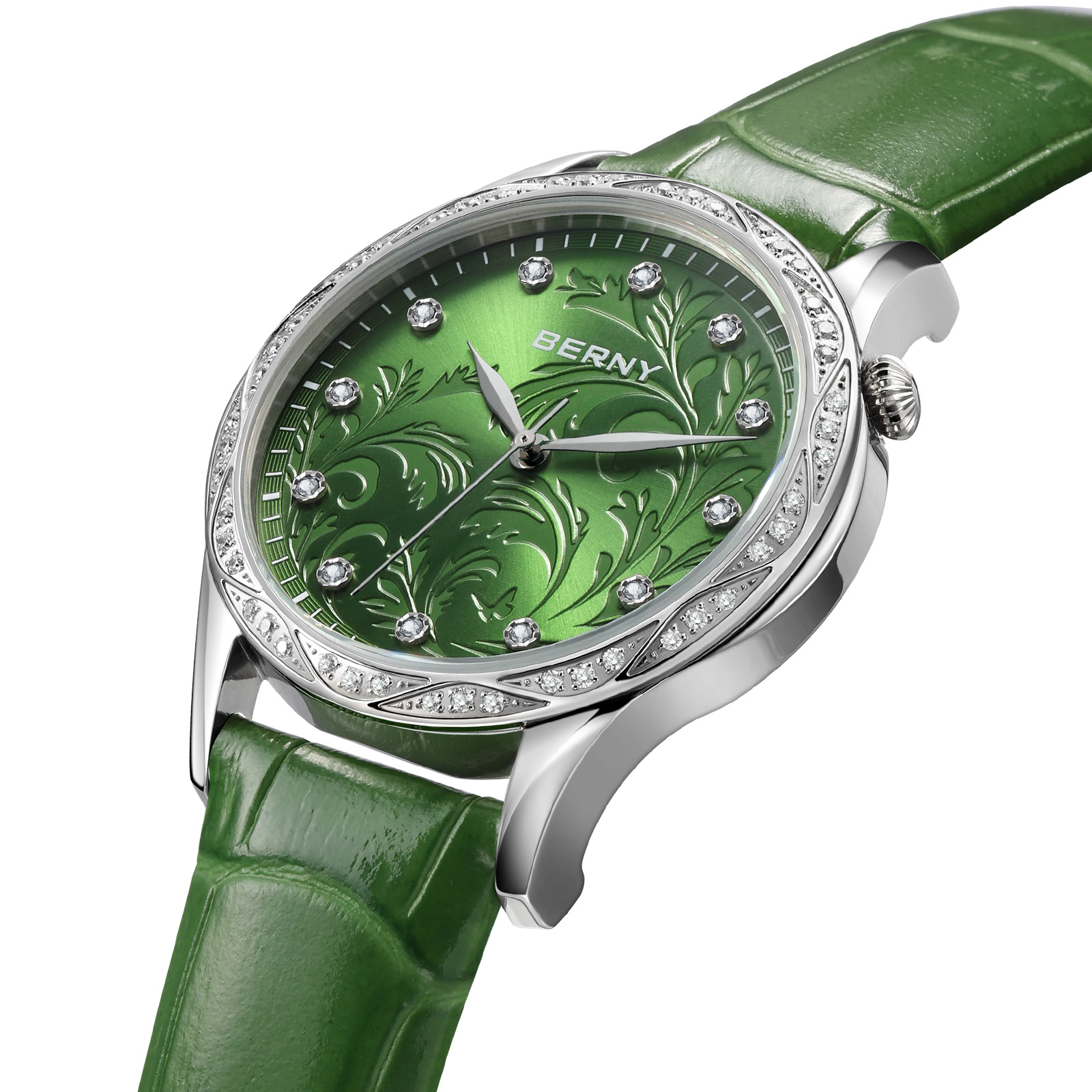 BERNY 여성용 쿼츠 시계 녹색 꽃잎 아칸투스 다이아 - Luxury Watch Green Dial 리뷰 및 가격