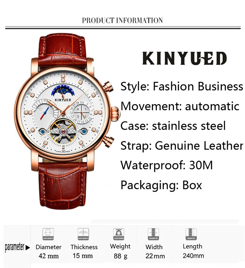 럭셔리 브랜드 KINYUED 자동 기계식 남성 시계 방 - Luxury Watch On Sale 리뷰 및 가격