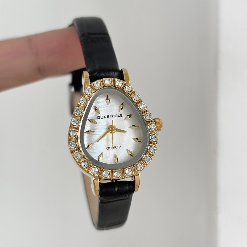 럭셔리 여성용 쿼츠 시계 골드 타원형 섬세한 다이얼 블 - Luxury Watch Gold And Black 리뷰 및 가격