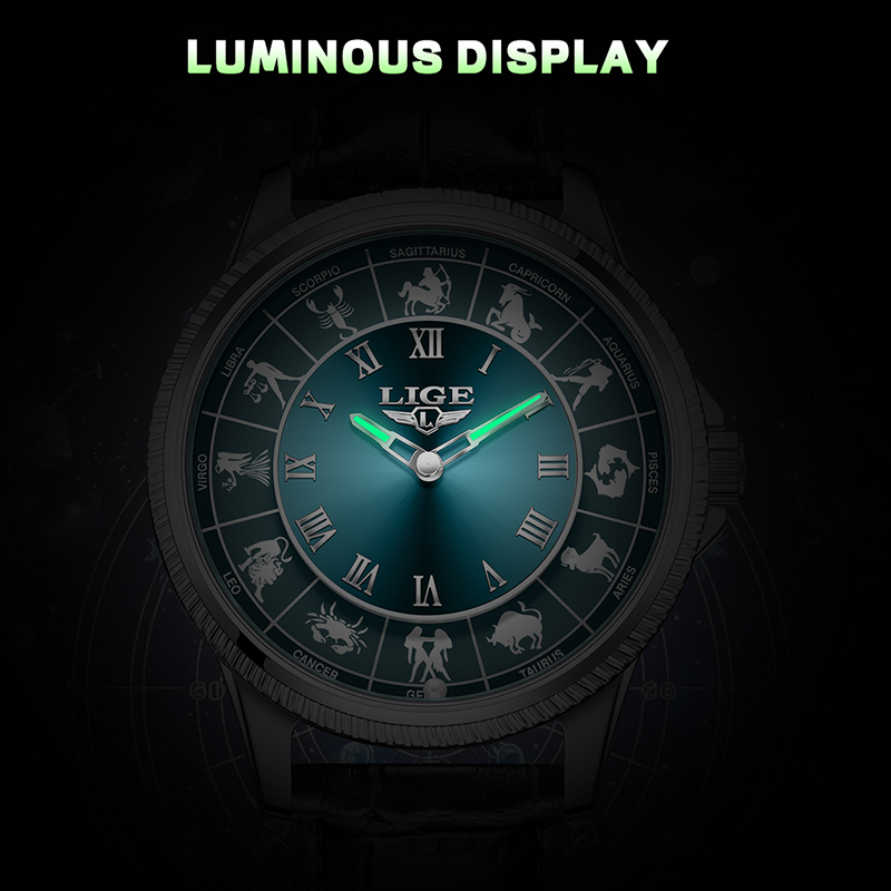 LIGE 조디악 남성 시계, 최고급 브랜드 명품 가죽  - Zodiac Luxury Watch 리뷰 및 가격