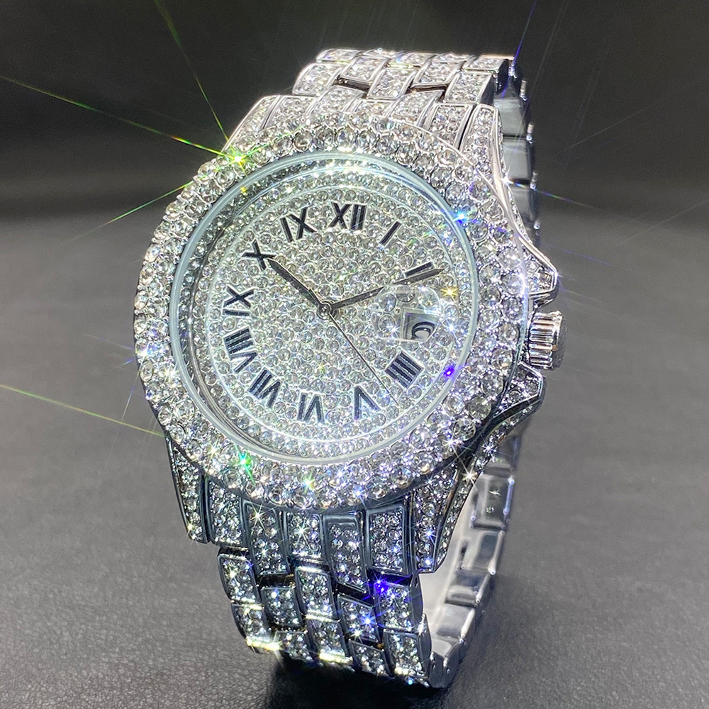 남성용 빅 골드 실버 블랙 손목시계 힙합 스타일 풀 스 - Luxury Watch Gold And Black 리뷰 및 가격