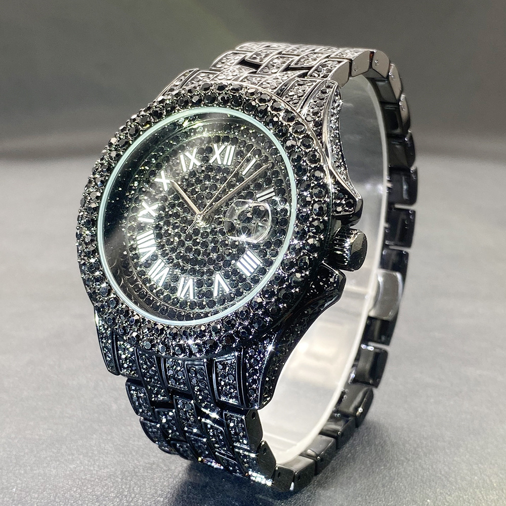 남성용 빅 골드 실버 블랙 손목시계 힙합 스타일 풀 스 - Luxury Watch Gold And Black 리뷰 및 가격