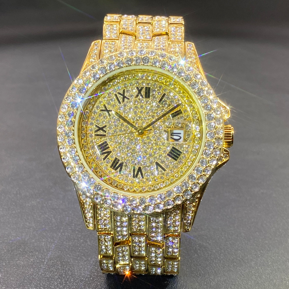 남성용 빅 골드 실버 블랙 손목시계 힙합 스타일 풀 스 - Luxury Watch Gold And Black 리뷰 및 가격