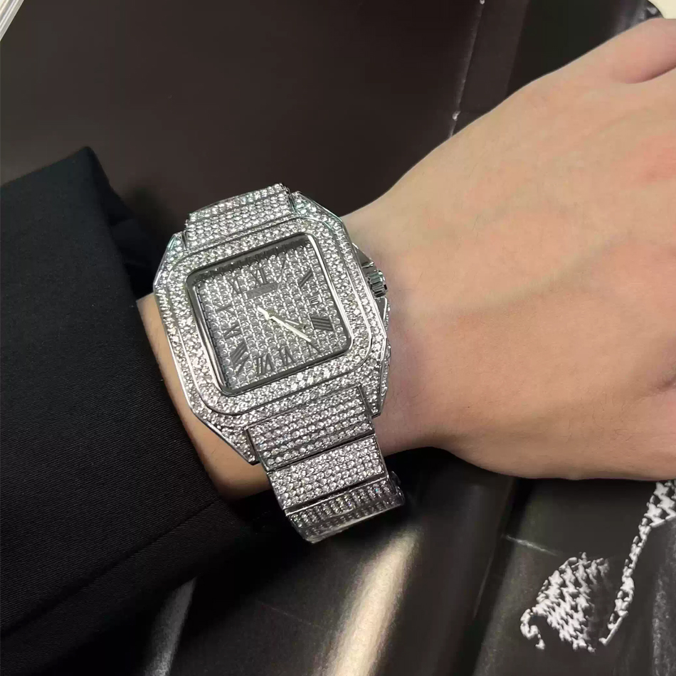골드 또는 블랙 아이스 아웃 스퀘어 손목시계 남성용 탑 - Luxury Watch Gold And Black 리뷰 및 가격