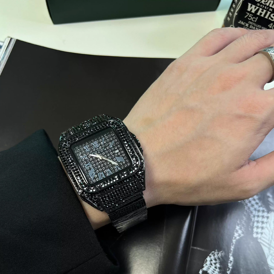 골드 또는 블랙 아이스 아웃 스퀘어 손목시계 남성용 탑 - Luxury Watch Gold And Black 리뷰 및 가격