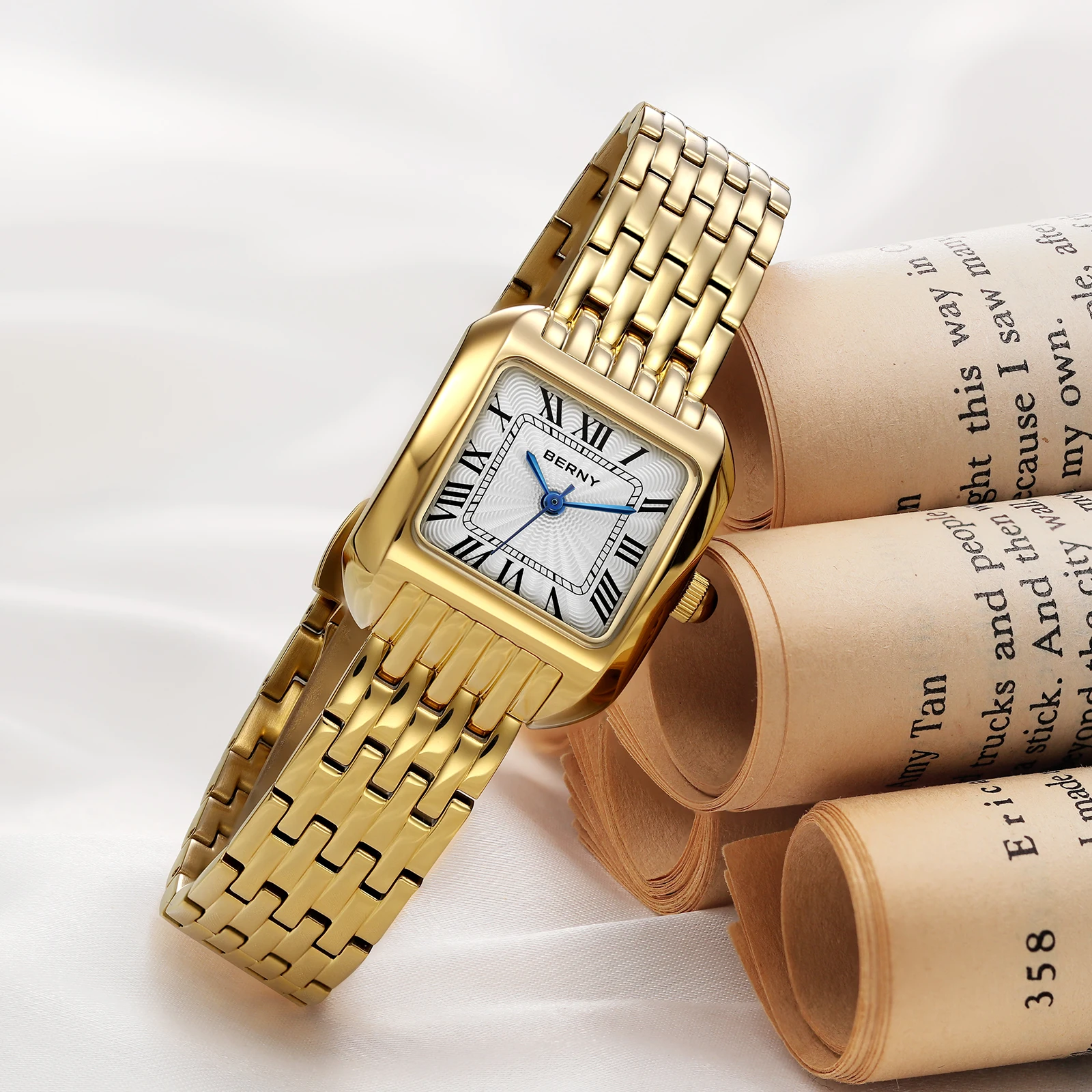 여성을위한 버니 스퀘어 골드 시계 쿼츠 럭셔리 시계 패 - Luxury Watch Cartier 리뷰 및 가격